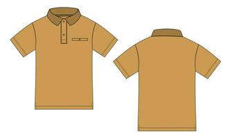 corto manga polo camisa vector ilustración modelo frente y espalda puntos de vista