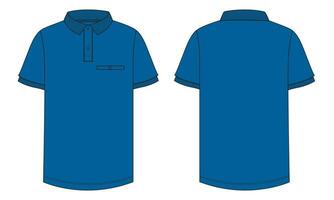 Short sleeve polo shirt vector illustration template front and back views