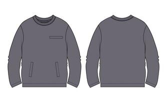 Long sleeve sweatshirt vector illustration template front and back views