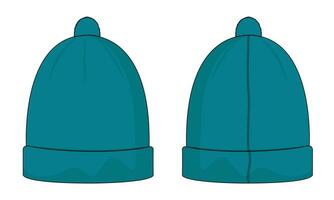 Beanie technical drawing fashion flat sketch vector illustration template front and back