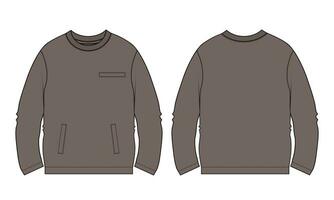 Long sleeve sweatshirt vector illustration template front and back views