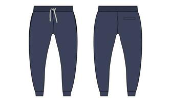Sweatpants pant vector illustration template  front and back views