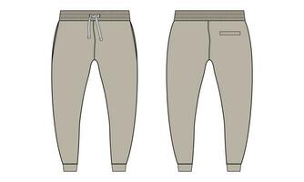 Sweatpants pant vector illustration template  front and back views