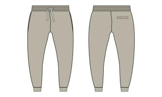 Sweatpants pant vector illustration template  front and back views