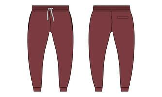 Sweatpants pant vector illustration template  front and back views