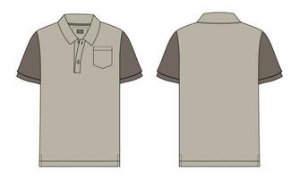 corto manga polo camisa vector ilustración modelo frente y espalda puntos de vista