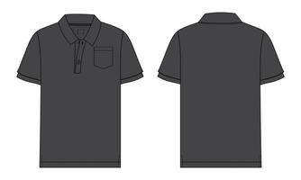 corto manga polo camisa vector ilustración modelo frente y espalda puntos de vista