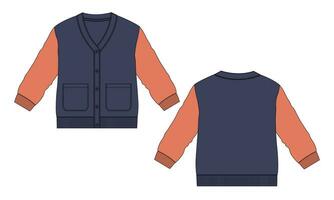 Cardigan vector illustration template Front and back