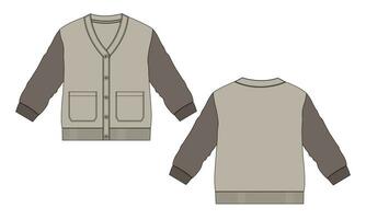 Cardigan vector illustration template Front and back