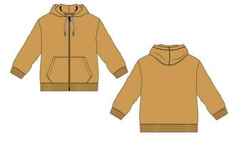 Long sleeve hoodie vector illustration template front and back views