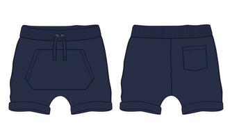 Sweat shorts pant vector illustration template front and back views