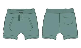 Sweat shorts pant vector illustration template front and back views