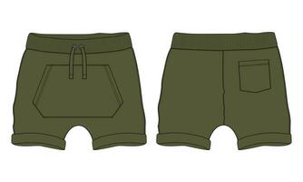 Sweat shorts pant vector illustration template front and back views