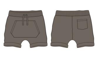 Sweat shorts pant vector illustration template front and back views