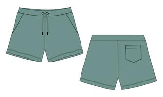 Sweat shorts pant vector illustration template front and back views