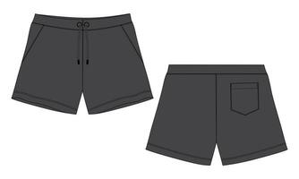 Sweat shorts pant vector illustration template front and back views