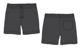 Sweat shorts pant vector illustration template front and back views