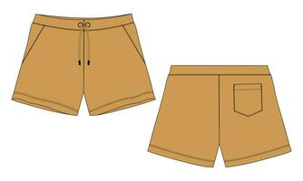 Sweat shorts pant vector illustration template front and back views