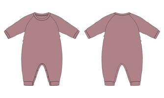 Long sleeve romper bodysuit vector illustration template for kids.