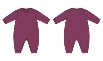 Long sleeve romper bodysuit vector illustration template for kids.