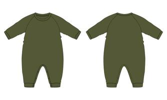 Long sleeve romper bodysuit vector illustration template for kids.