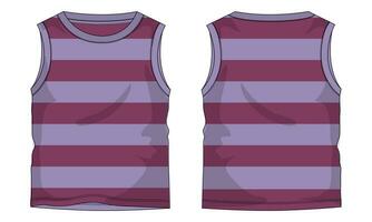 Tank Tops with all over stripe Technical drawing Fashion flat sketch vector illustration template Front and back views.