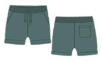 Sweat shorts pant vector illustration template front and back views