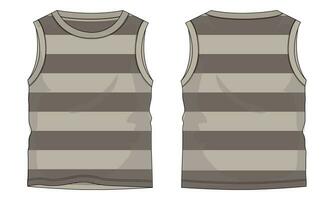 Tank Tops with all over stripe Technical drawing Fashion flat sketch vector illustration template Front and back views.