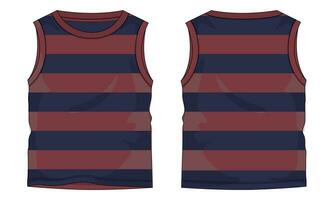 Tank Tops with all over stripe Technical drawing Fashion flat sketch vector illustration template Front and back views.