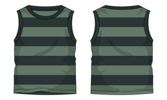 Tank Tops with all over stripe Technical drawing Fashion flat sketch vector illustration template Front and back views.