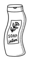 VECTOR ISOLATED ON A WHITE BACKGROUND DOODLE ILLUSTRATION OF LIQUID SOAP FOR INTIMATE PLACES