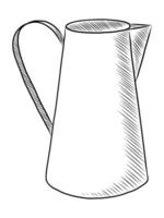 BLACK VECTOR ISOLATED ON A WHITE BACKGROUND DOODLE ILLUSTRATION OF A GARDEN WATERING CAN