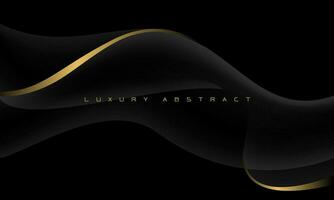 Abstract grey gold curve wave overlap luxury on black design modern creative background vector