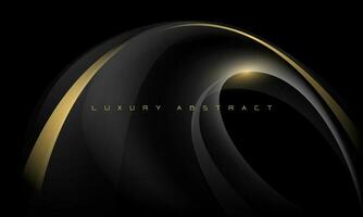 Abstract grey gold curve wave overlap luxury on black design modern creative background vector