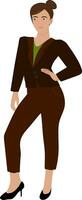 woman in a brown suit. Business woman vector Illustration.