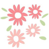 pink flowers and leaves are shown in this illustration vector