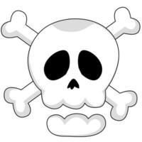 cartoon skull with two bones on it vector