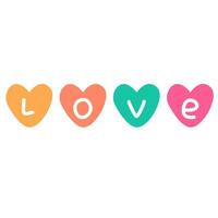 love word in colorful hearts on white background vector