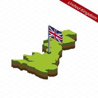 United Kingdom Isometric map and flag. Vector Illustration.