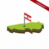 Líbano isométrica mapa y bandera. vector ilustración.