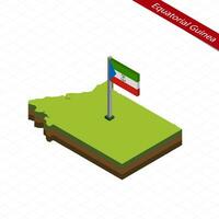 Equatorial Guinea Isometric map and flag. Vector Illustration.