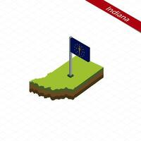 Indiana Isometric map and flag. Vector Illustration.