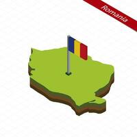 Rumania isométrica mapa y bandera. vector ilustración.