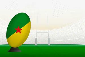 French Guiana national team rugby ball on rugby stadium and goal posts, preparing for a penalty or free kick. vector