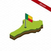 Benin Isometric map and flag. Vector Illustration.