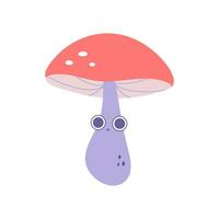 groovy mushroom with eyes vector