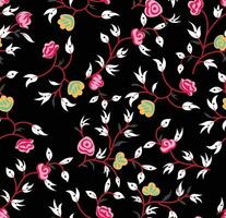 A pattern of flowers on a black background vector