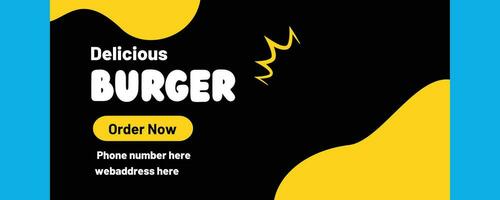 negro y amarillo sencillo minimalista hamburguesa promoción Templete vector