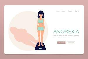 Eating disorder concept anorexia bulimia problem web landing banner template vector