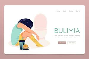 Eating disorder concept anorexia bulimia problem web landing banner template vector